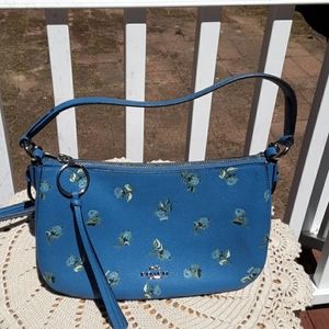 Coach Blue Floral Sutton Leather Crossbody Purse